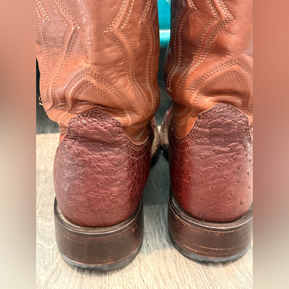Tecovas THE EMMITT OSTRICH Roper Square toe cowboy boot Sz 9.5 D - Picture 9 of 11
